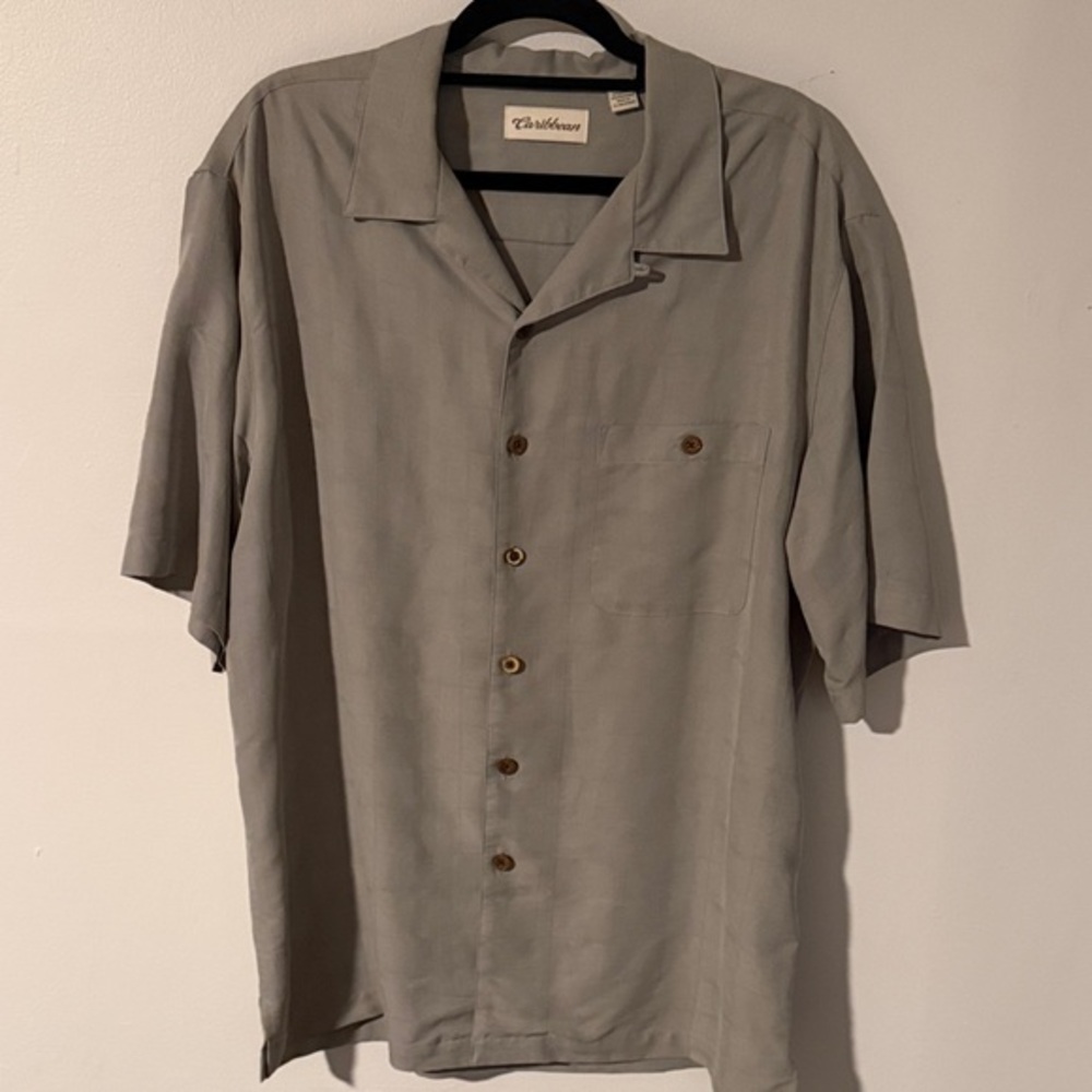 Vintage Caribbean Men's Gray‎ Casual Button-Down Shirt